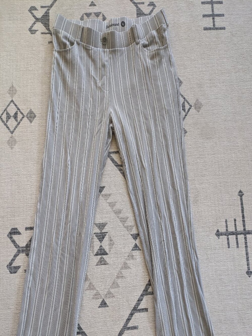 Betabrand light grey striped 7 pocket pants